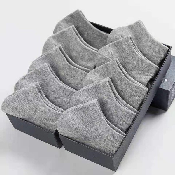 5 Pares De Calcetines Tobilleros De Corte Bajo Para Hombre, Calcetines Deportivos De AlgodóN Transpirables Invisibles De Color SóLido Negro Blanco Gris, Calcetines Cortos Para Hombre Y Mujer 5Pair Gris-image