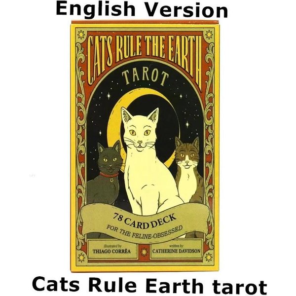 Karty Tarot KotóW 78 Kart Tarota Edycja HiszpańSka Koty RząDzą Ziemią Talia Do WróżEnia Gry Planszowe Black-image
