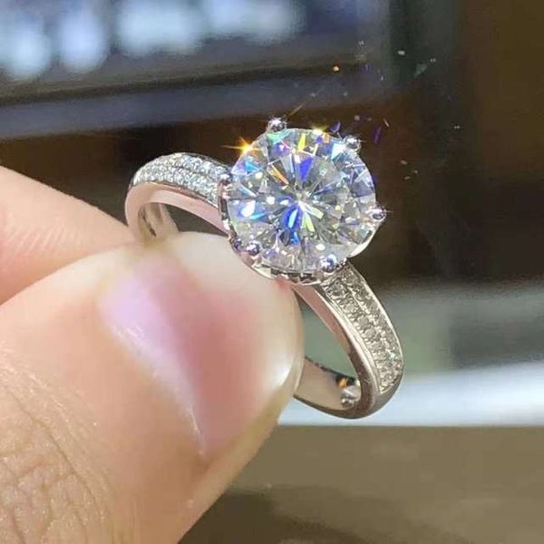 Anillo 100% Plata De Ley S925 Para Mujer Anillos Naturales De BisuteríA Diamante Blanco De 2 Quilates Anillos Mujer JoyeríA Con Engaste Pavé Resizable-image