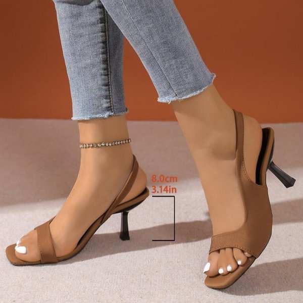 Sandalias De TacóN Alto Para Mujer Verano Nueva Moda Punta Cuadrada Punta Abierta Mujeres Elegantes Casuales CóModas Sandalias Negras De TacóN Alto 42-image