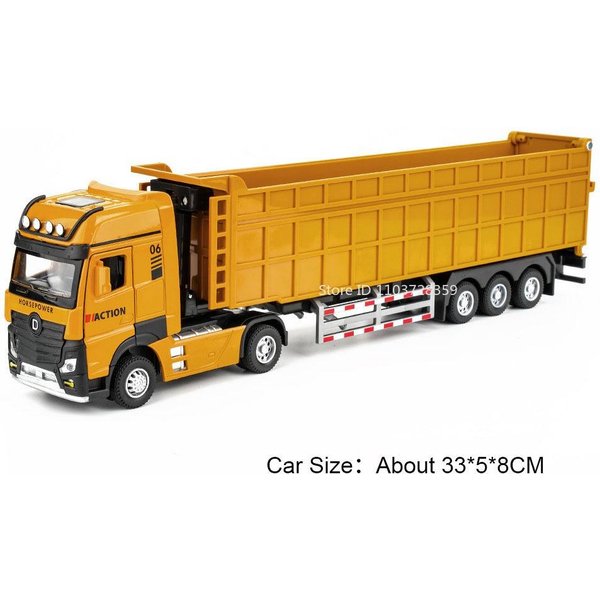1:50 Rozszerzonych ModelóW Zabawek CiężAróWki Wywrotki Z Naczepą Stop Metal Diecast Samochody Komunalne ZamiatająCe DźWięK ŚWiatłO Drzwi Otwierane NapęD Pull-Back Prezenty Dla ChłOpcóW-image