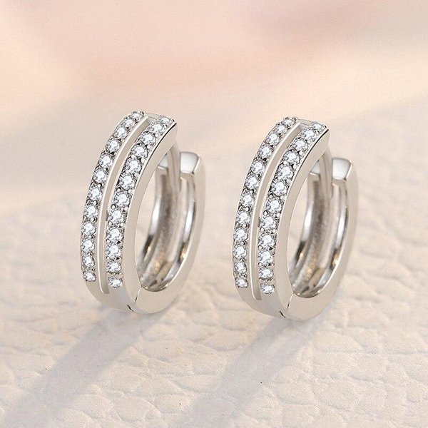 Pendientes De Plata De Ley 925 Con Cristal Para Piercing Para Mujeres NiñAs Compromiso Fiesta JoyeríA Oorbellen Eh581 Beige-image