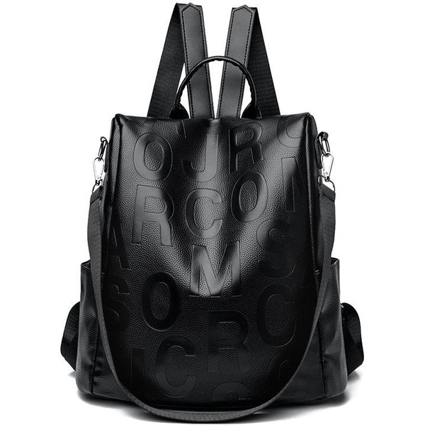 Nueva Moda Europea Y Americana Tendencia Mochila De Cuero Para Mujer Bolso De Viaje Retro Hombros-image