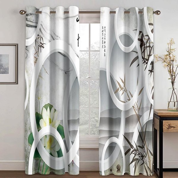 Abstrakcyjne Geometryczne Rombowe Nowoczesne ZasłOny Okienne Dla Dzieci Salon Sypialnia łAzienka Kuchnia Drzwi Home Decor Na Sprzedaż 2 Sztuki W50 X H130(Cm)X2&Hook-image