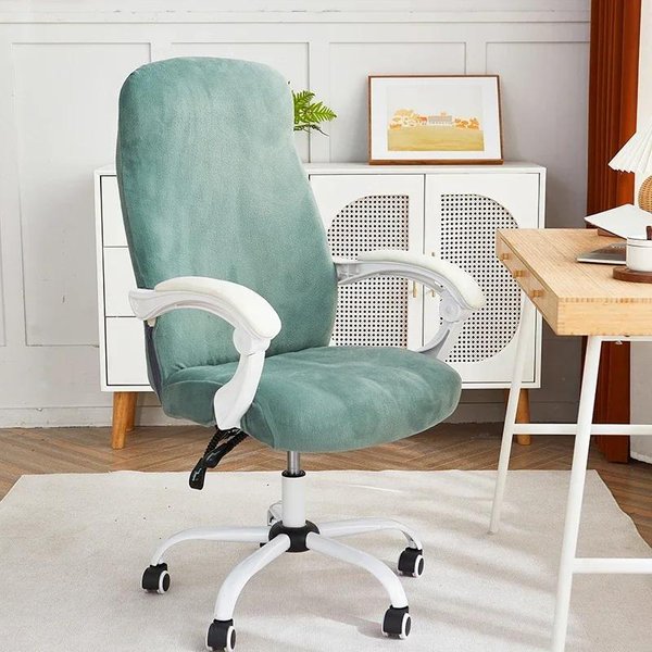 Funda De Silla De Terciopelo Suave Spandex EláStica Color SóLido Funda Deslizante Para Asiento De Oficina Removible Anti-Suciedad Funda Para Silla Para Sala De Ordenadores Hogar M Chair Cover-image