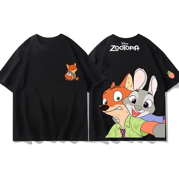 Miniso Zootopia BawełNiany T-Shirt TOP Moda Y2K T-Shirt MęSki BawełNiany T-Shirt TOP Letni Damski T-Shirt Y2K Ubrania Dla Pary XL-image
