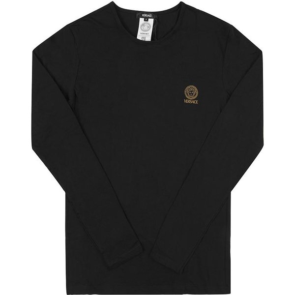 Versace Auu01007 1A10011 A1008 Medusa Cuello Redondo Ropa Interior Hombre S Camiseta De Manga Larga AUU01007 1A10011 A1008 (6) Gray-image