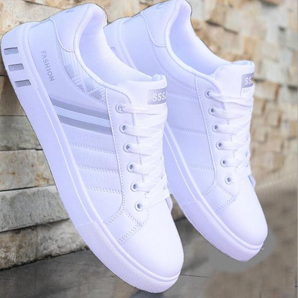 Zapatillas De Skate Para Hombre Planas Zapatillas Deportivas Zapatillas Hombre Ligeras CóModas Cuero Zapatos De Moda Zapatillas Hombre 47 48 40 White-image