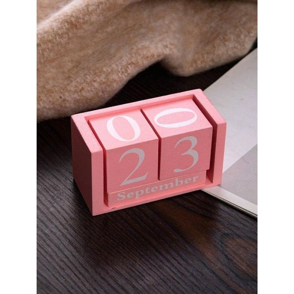 1 Pieza Calendario De Madera Minimalista Rosa Y Blanco Diy, Manualidades Decorativas De Escritorio Para DecoracióN De Hogar De Alta Gama Vuelta Al Cole, Vuelta Al Cole-image