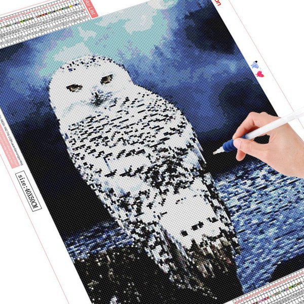 Pintura De Diamantes 5D Redonda Completa BúHo Bordado De Diamantes Animal Punto De Cruz 20X30CM-image