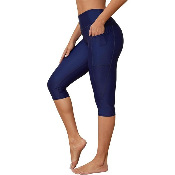 Spodnie KąPielowe Charmleaks Dla Kobiet Legginsy KąPielowe Capris Z Wysokim Stanem XL Niebieski-image