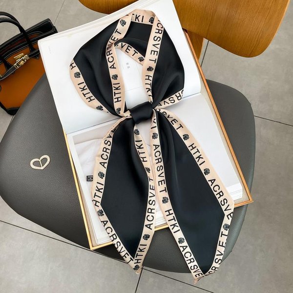 Luksusowy DłUgi Jedwabny Szalik Damski Kwiatowy WzóR Cienki WąSki Szalik Torebka Opaska Na WłOsy WstążKi Szaliki Damskie Zawiastka 15*150Cm One Size White-image