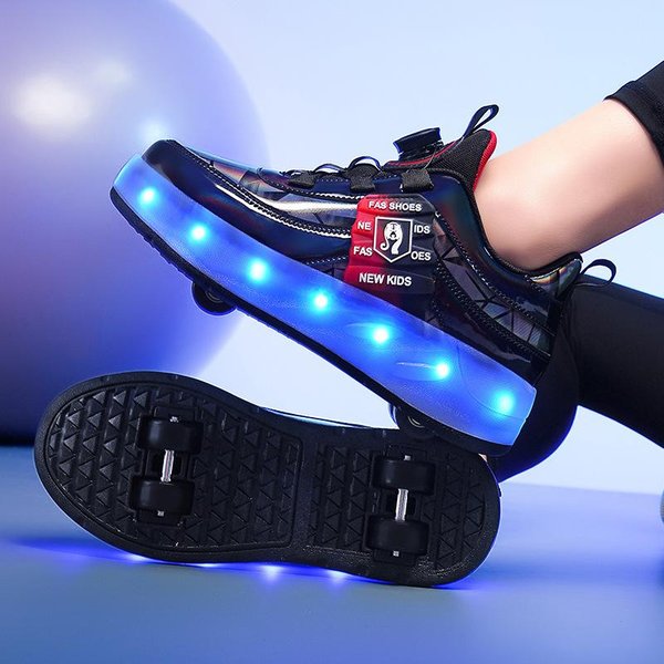 Zapatos De Escape Para NiñOs Zapatos Luminosos Con Luz LED De Cuatro Ruedas Zapatos De Escape RetráCtiles Zapatos Deportivos Con Poleas Para Estudiantes Yo 38 Blue-image