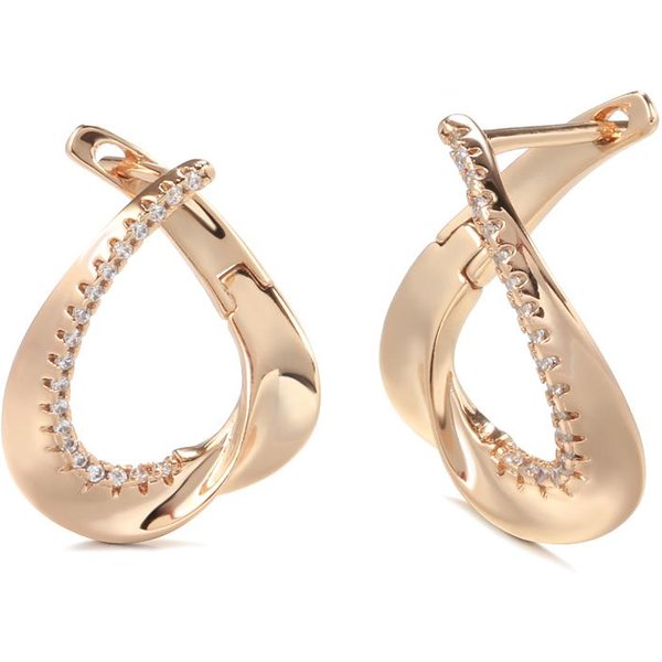 Nuevos Pendientes De BotóN Oro Rosa Para Mujer GeometríA Simple Pendientes De Circonita Natural JoyeríA Fina Coreana De Boda Regalo De Cristal Beige-image