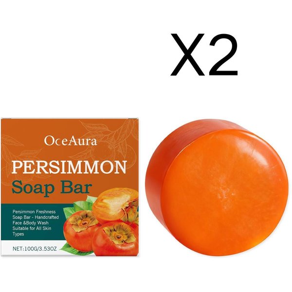 MydłO Persymonowe Kostka Delikatne Oczyszczanie ZłUszczanie RozjaśNianie NawilżAnie WygłAdzanie ZmięKczanie Zapach RęCznie Robione MydłO DeodoryzująCe 2Pcs-image