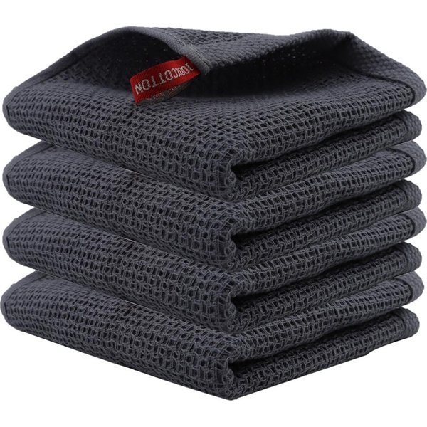 4 PañOs De Cocina De AlgodóN Ultrasuaves, PañOs De Limpieza MáGicos, Absorbentes, PañOs De Limpieza Gruesos, PañOs De Cocina. 4Pcs-34X34Cm Black-image