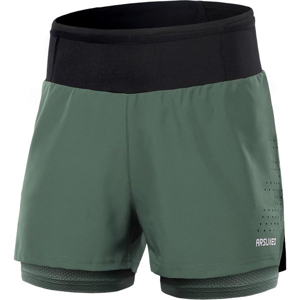 MęSkie Spodenki Do Biegania 2 W 1, Spodenki Sportowe Z Wysokim Stanem, Spodenki Sportowe, Spodenki Treningowe Z Kieszeniami XXL Black-image