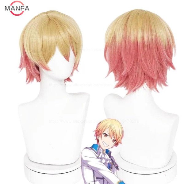 Peluca Cosplay De Tenma Tsukasa Project Sekai Colorful Stage! Cosplay 30Cm Corto Resistente Al Calor Cabello SintéTico Pelucas De Anime + Gorro Para Peluca Beige-image