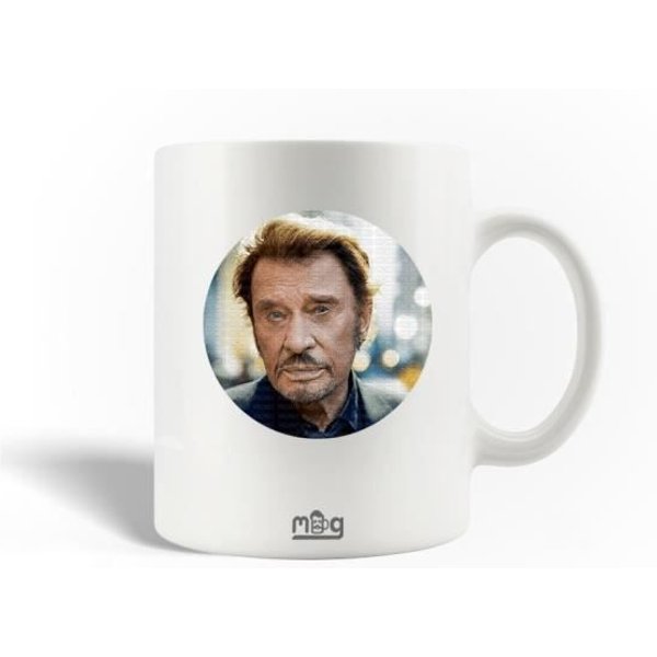 Taza De CeráMica - Johnny Hallyday - 30Cl - Blanca - Apta Para Lavavajillas - Redonda-image