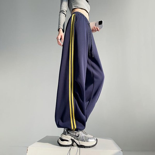 Pantalones Anchos De Primavera Para Mujer, De Cintura Alta, Holgados, Rectos, Informales, Con CordóN Ajustable. 2XL Gray-image