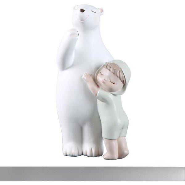 Adornos Europeos Creativos De Oso Polar Abrazo De Oso NiñOs Hogar Entrada HabitacióN DecoracióN Sala De Estar Adornos Artesanales De Resina-image