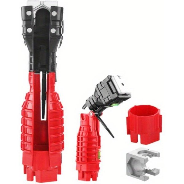 Herramienta MultifuncióN 18 En 1 Para ReparacióN De FontaneríA Llave Antideslizante Para Fontanero Herramientas De Llave Para CanalóN Fregadero Llave Para TuberíAs De FontaneríA Juegos De Herramientas Para BañO Red Black-image