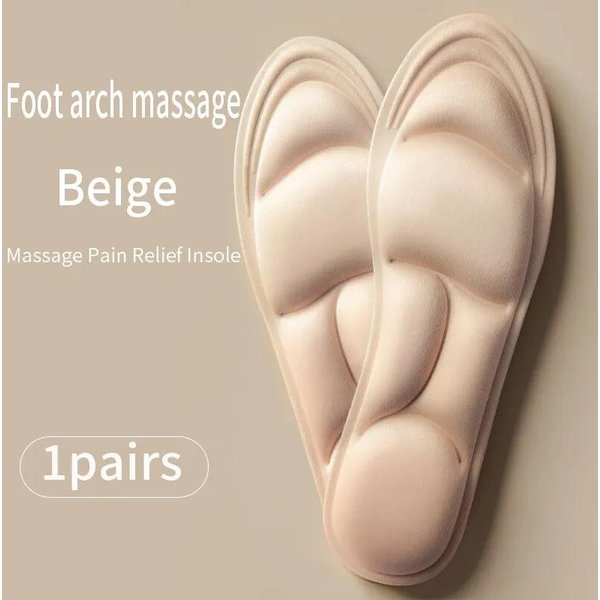 Plantillas Deportivas 5D De Espuma ViscoeláStica Para Zapatos Mujer Hombre Desodorantes Transpirables AmortiguacióN Plantillas Para Correr Para Cuidado De Los Pies Plantillas Beige-image