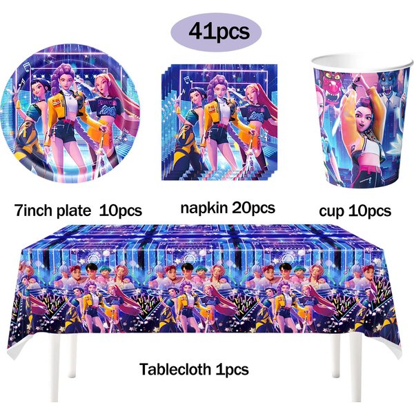 Set De DecoracióN Para Fiesta De CumpleañOs K-Pop Vajilla Infantil Globos Vasos Platos Servilletas Topper Para Pastel Pancarta Bolsa De Regalo - ArtíCulos De Fiesta-image