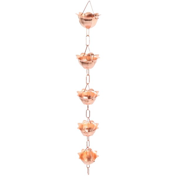 1M WisząCy ŁAńCuch Deszczowy Miedziany Elegancki Odporny Na Warunki Atmosferyczne ŁAńCuch Do Zbierania Deszczu Na PodwóRko OgróD ŚWiąTynię Petal Shaped-image