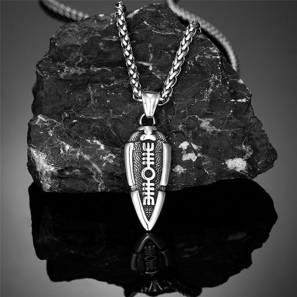 MitologíA NóRdica Collar Lanza De OdíN Hombres Acero Inoxidable Colgante Punta De Flecha Gungnir Amuleto Vikingo Runa Valknut JoyeríA Islandesa 60CM Black-image