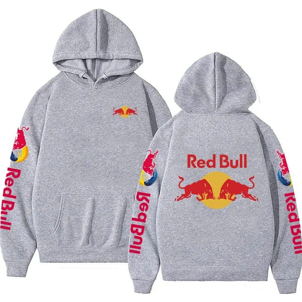 MęSka Bluza Z Kapturem Z Nadrukiem Logo Red Bull Wiosna Jesień Nowa Moda Casualowa Moda Wygodna CiepłA LuźNa Bluza 3XL Szary-image