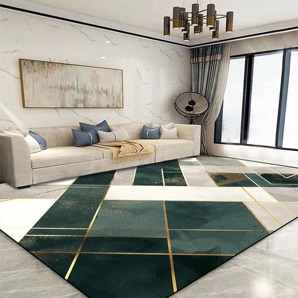Nowoczesny ZłOty Geometryczny Dywan Do Salonu Dekoracja DużEj Powierzchni Dywany Domowe Do Sypialni MięKki AntypośLizgowy 200X300 Mata Na Sofę Do Salonu 80*120Cm-image