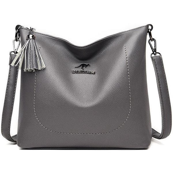 Bolso Balde Para Mujer Nuevo Estilo Para Mujer Cuero Suave Bolso Bandolera De Un Hombro Simple Y VersáTil Para Mediana Edad Y Adulto Mayor Bolso De Gran Capacidad-image