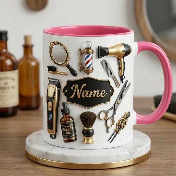 Personalizowany Kubek Do Kawy Dla Fryzjera 3D, Salon PięKnośCi Kubek Ceramiczny Z Efektem 3D Kubki Do Kawy Kubki Do Kawy Black RóżOwy-image