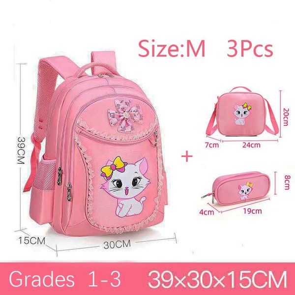 Mochila Rosa Gato NiñA NiñOs Lazo Bolsa Escolar Infantil Dibujos Animados Bolso Para Libros Linda Princesa GuarderíA Escuela Primaria NiñA Mochila-image