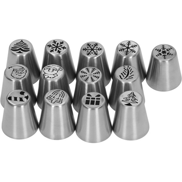 13Pcs Boquillas Para Glaseado De Flores NavideñAs Acero Inoxidable DIY Puntas Para Decorar Pasteles Para Magdalenas-image