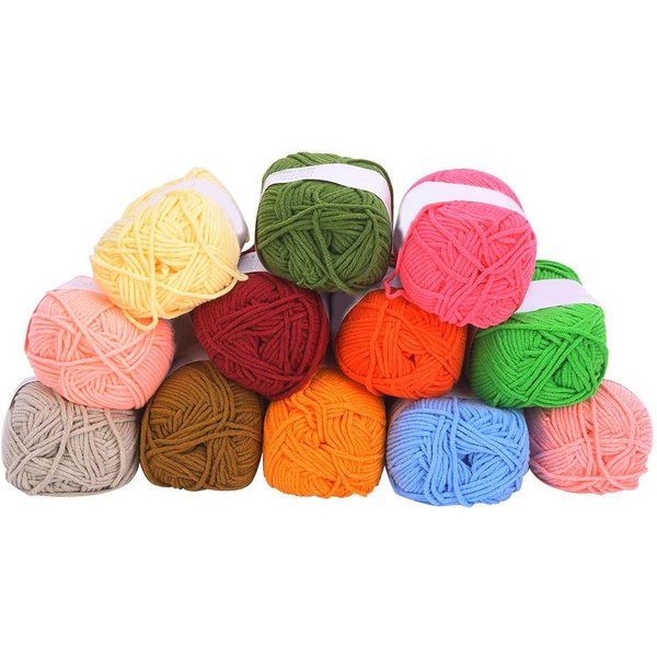 12 Colores Hilo De AlgodóN Leche Crochet AlgodóN Hilo De Tejer Suave CáLido Hilo Para Bebé Blanco-image