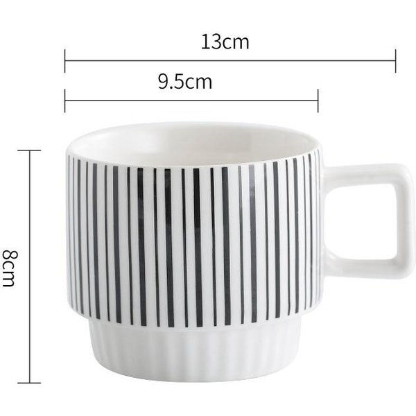 Ceramiczny Kubek Czarno-BiałY Geometryczny Kubek Do Picia Wysokiej JakośCi Kubek Do Kawy Kubek Biurowy Niszowy 301-400Ml White-image