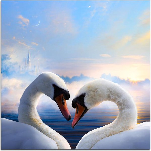 Venta De Mosaico De Diamantes Animales 5D DIY Pintura De Diamantes Bordado Cisne Punto De Cruz 30X30Cm-image