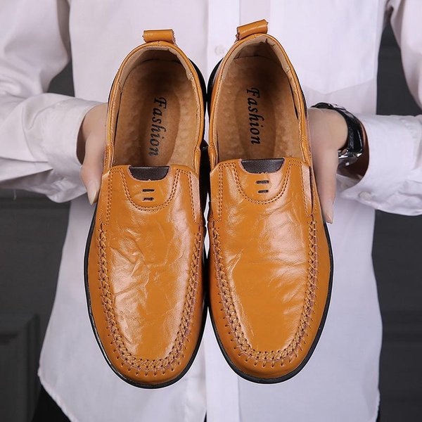 MęSkie SkóRzane Buty RęCznie Robione Mokasyny MęSkie Wygodne SkóRzane PłAskie Buty MięKkie SkóRzane Mokasyny 38-47 39 Black-image