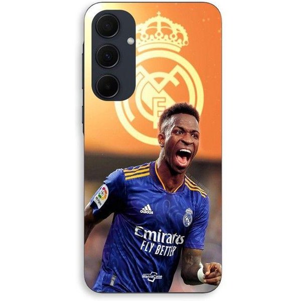 Etui Na Samsung Galaxy A55 Vini Jr Tapeta Real Madryt Niebiesko-żółTy Maniacase-image