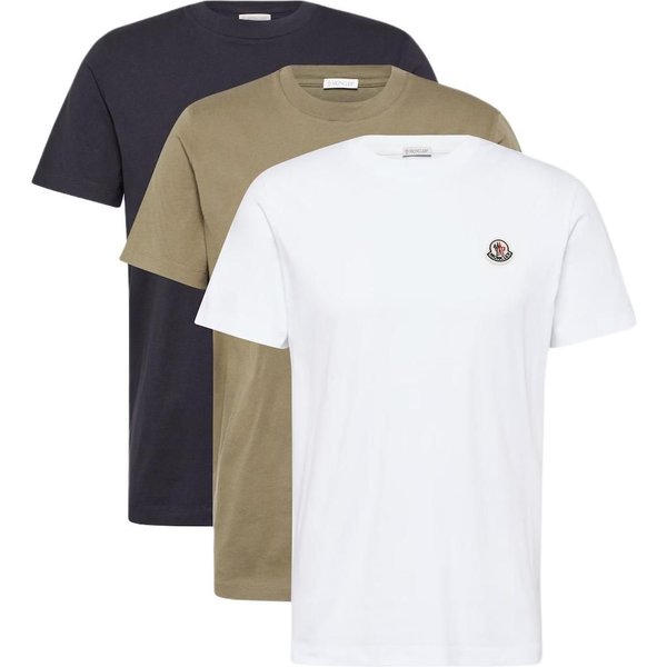 Camiseta De Manga Corta Con Cuello Redondo Y Logo De Letras Acanalado Moncler Paquete De 3 Tops Para Hombre J10918C00025829H83P3 L Black-image