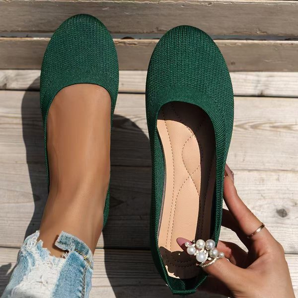 Damskie Buty Codzienne Modne Buty PłYtkie Z OkrąGłYm Noskiem Wygodne OddychająCe Siateczkowe Buty PłAskie 38 Zielony-image