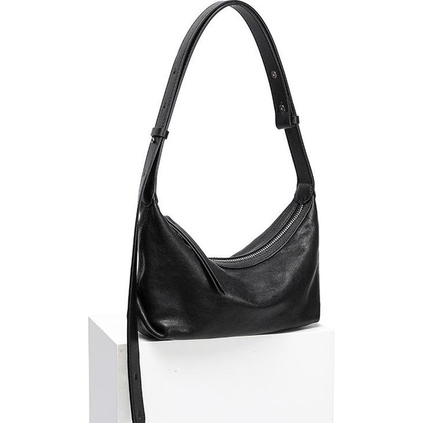 Bolso De Axila Para Mujer De Cuero Genuino Nuevo Bolso Cruzado Retro Bolso De Alta Calidad Para Ir Al Trabajo Bolso De Hombro Moderno Y VersáTil Black-image