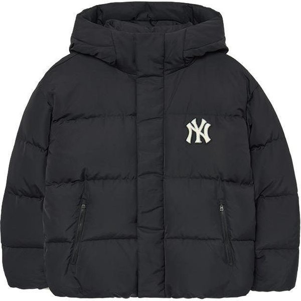 MLB FW23 New York Yankees Estampado De Letras Cuello Alto CáLida Acolchada Cortavientos Manga Larga Chaqueta De PlumóN Unisex Ropa Exterior Negra 3ADJV0236-50BKS XS Black-image