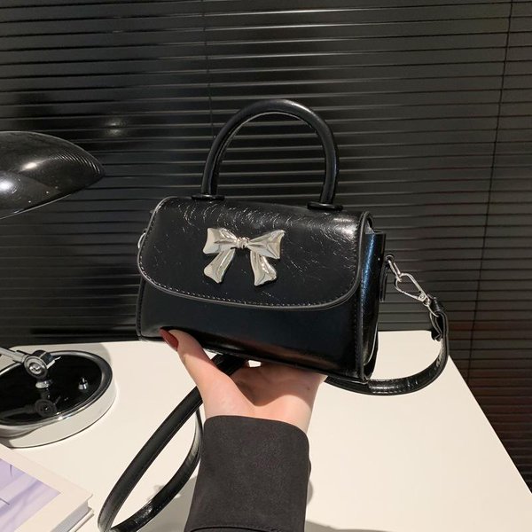 Bolso PequeñO De Alta Gama Y Moda Para Mujer, Nuevo Y Popular Bolso Bandolera VersáTil Con Lazo, Moderno Mini Bolso Cuadrado. Black-image