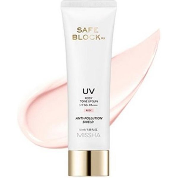 Missha Safe Block RX UV Rosy Tone-Up Krem PrzeciwsłOneczny SPF50+ Pa++++ 50Ml RozjaśNiająCa Ochrona UV Dla SkóRy WrażLiwej White-image
