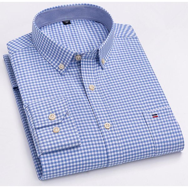 Camisa De Hombre 100% AlgodóN Manga Larga Cuadros Oxford Casual Color SóLido Estampado Corte Regular Camisa Formal De Vestir Talla Grande 7XL 6XL 5XL 41 Gray-image