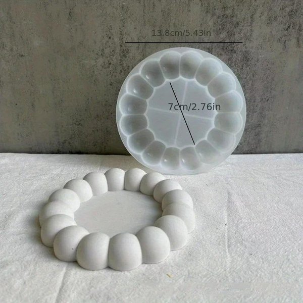 Posavasos Bandeja De Burbujas DIY Molde De Silicona Yeso Epoxi HormigóN Cemento Molde ArtesaníAs Regalo Bandeja Almacenamiento Joyas DecoracióN Hogar Gray-image