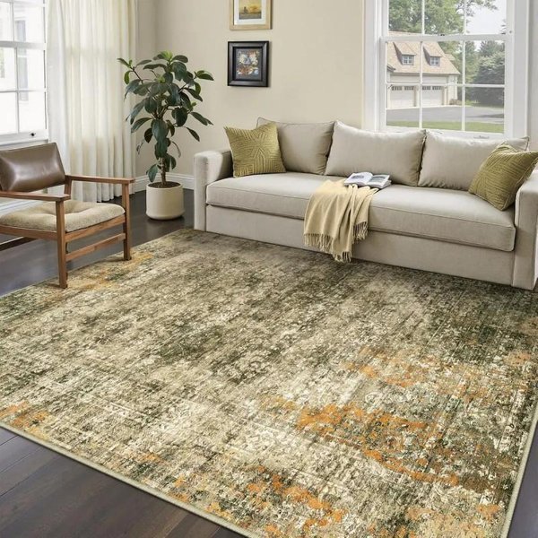 Vintage Zielony Kwiecisty Perski Dywan AntypośLizgowy MięKki Dywanik Do Salonu Sypialni WystróJ Domu 120X160CM Gray-image